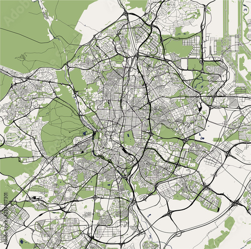 Cuadros en Lienzo vector map of the city of Madrid, Spain