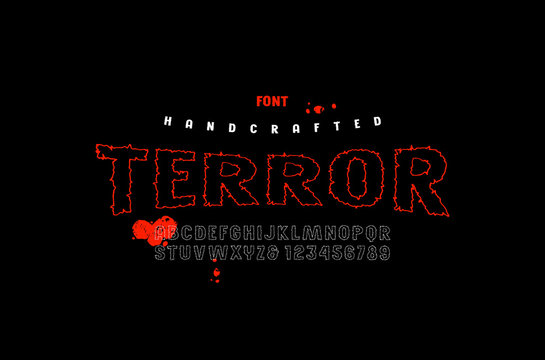Stock vector hollow sans serif handcrafted font