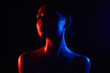 © eugenepartyzan - woman silhouette. Beautiful Girl in color bright lights