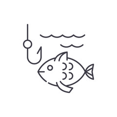 Wall Mural - Fishing line icon concept. Fishing vector linear illustration, symbol, sign