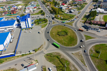 Wall Mural - City road intersection from the air. Tyumen