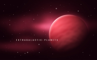Wall Mural - Deep space sci-fi abstract vector illustration with gas giant an