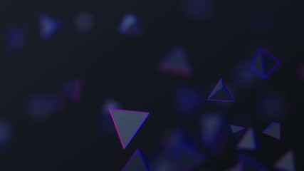 Poster - Abstract 3d rendering of flying geometric shapes. Computer generated animation. Modern background with pyramids. Motion design, 4k UHD