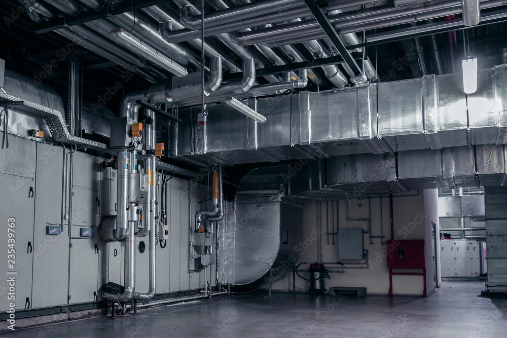 Stock-Foto Modern industrial interior of the ventilation plant room, that  can be used for environmental 3d modelling. | Adobe Stock