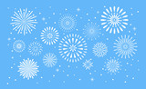Fototapeta  - Fireworks explosion. Celebration fuego fire or firework vector holiday concept illustration background