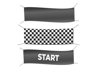 Wall Mural - start and finish textile banners vector set. flag sport race, competition finishing. start and finis