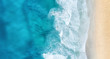 Leinwandbild Motiv Beach and waves from top view. Turquoise water background from top view. Summer seascape from air. Top view from drone. Travel concept and idea