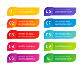 Poster - Colorful menu steps, app interface. Number options. Web design of buttons elements. Vector infographics illustration.