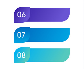 Poster - Layout workflow. Outline colorful menu for app interface. Number options. Web design elements for button element. Infographics vector template. Infographics web. 6.7.8. Illustration text.