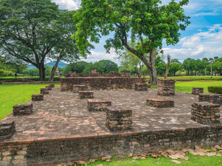 Ruin of Wat mahathat Temple Area At sukhothai historical park,Sukhothai city Thailand