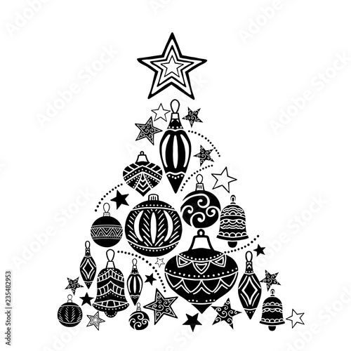 Christmas Tree Sketch Drawing For Your Design Greeting