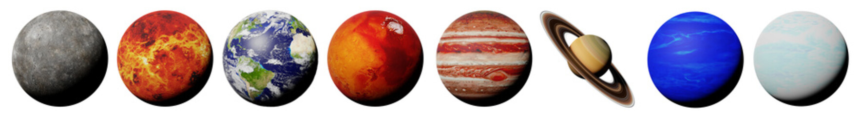Wall Mural - the planets of the solar system isolated on white background