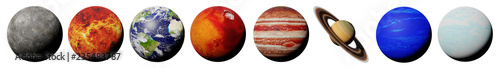 Fotomural the planets of the solar system isolated on white background