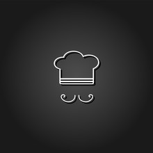 Chef Icon Flat. Simple White Pictogram On Black Background With Shadow. Vector Illustration Symbol