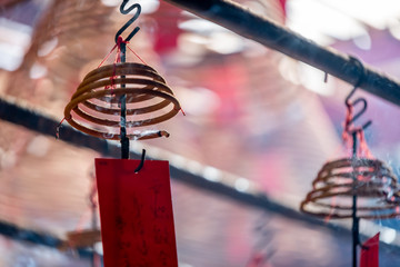 Close up photo of burning spiral candles