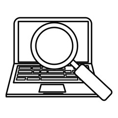 Canvas Print - laptop computer with magnifying glass