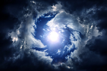 Wall Mural - hole in the dramatic clouds