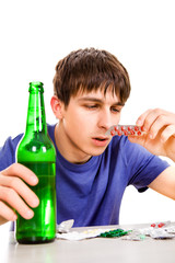 Canvas Print - Young Man with a Beer