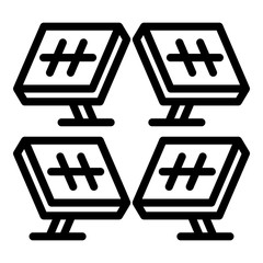 Poster - Solar panel farm icon. Outline solar panel farm vector icon for web design isolated on white background