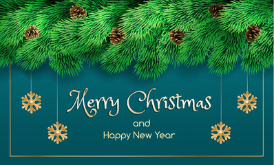 Poster - Merry Christmas banner. Realistic illustration of Merry Christmas vector banner for web design