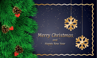 Poster - Merry xmas banner. Realistic illustration of Merry xmas vector banner for web design