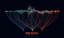 Vector Abstract Colorful Big Data Information Sorting Visualization. Social Network, Financial Analysis Of Complex Databases. Visual Information Complexity Clarification. Intricate Data Graphic