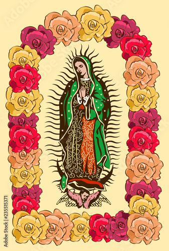 Virgin of Guadalupe, color Roses Vector illustration - Buy this stock ...