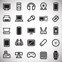 Poster - Cool gadgets and electronic devices set on white background icons