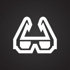 Poster - 3d movie glasses icon on black background for graphic and web design, Modern simple vector sign. Internet concept. Trendy symbol for website design web button or mobile app.