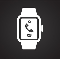 Poster - Smart watch on black background for graphic and web design, Modern simple vector sign. Internet concept. Trendy symbol for website design web button or mobile app icon.
