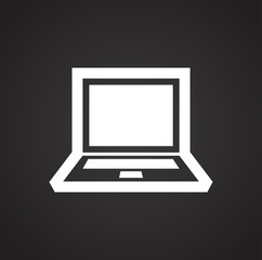 Poster - Laptop notebook icon on black background for graphic and web design, Modern simple vector sign. Internet concept. Trendy symbol for website design web button or mobile app.