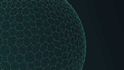 Poster - Abstract 3d technology and science neon visualization. Blockchain and cryptocurrency. Digital wallpaper. Business concept. Big data and artificial intelligence. Rendering computer virtual reality