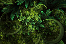 Abstract Computer Generated Plant Fractal Design. Digital Artwork For Tablet Background, Desktop Wallpaper Or For Creative Cover Design.