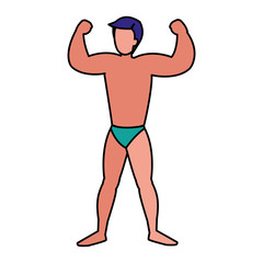 Poster - strong man with swimsuit