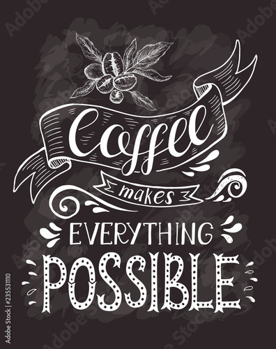Dekoracja na wymiar  baner-kawy-z-cytatem-na-tablicy-kredowej-kawa-sprawia-ze-wszystko-jest-mozliwe