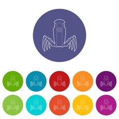 Sticker - Robot spider icons color set vector for any web design on white background