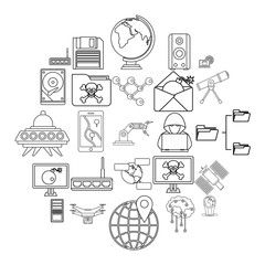 Poster - Future icons set. Outline set of 25 future vector icons for web isolated on white background