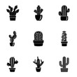 © ylivdesign - Prickly pear icons set. Simple set of 9 prickly pear vector icons for web isolated on white background
