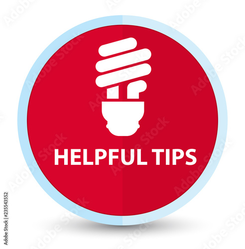Fotografía Helpful tips (bulb icon) flat prime red round button