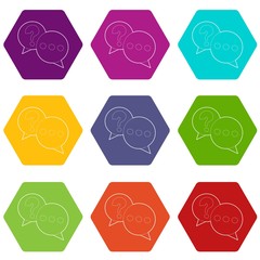 Poster - Talk icons 9 set coloful isolated on white for web