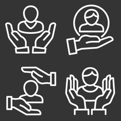 Poster - Accounting icon set. Outline set of accounting vector icons for web design isolated on gray background