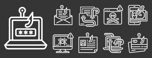 Poster - Intelligent building icon set. Outline set of intelligent building vector icons for web design isolated on gray background