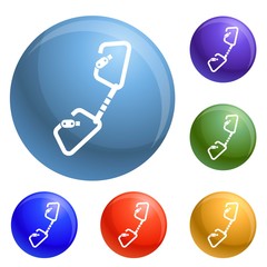 Poster - Double climb carabine icons set vector 6 color isolated on white background