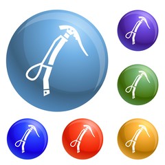 Poster - Climb ice axe icons set vector 6 color isolated on white background