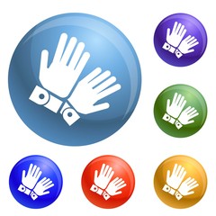 Poster - Climbing gloves icons set vector 6 color isolated on white background