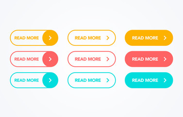 Poster - Read More colorful button set on white background. Flat line action button collection. Vector web element