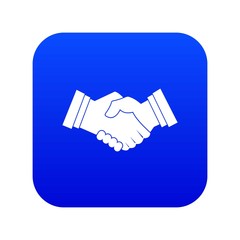 Business handshake icon digital blue for any design isolated on white vector illustration