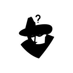 Poster - detective question black and white illustration