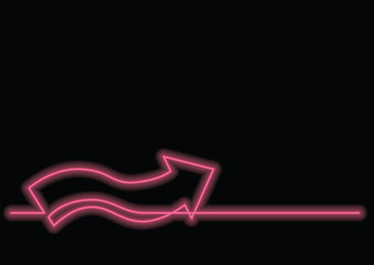 Poster - continuous line drawing of wavy arrow with neon vector effect