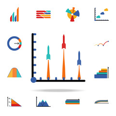 Poster - colored Infographic chart in rockets icon. Business data graphics icons universal set for web and mobile